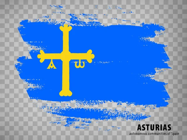 Bandiera Delle Asturie Pennellate Bandiera Comunità Autonoma Asturie Sfondo Trasparente — Vettoriale Stock