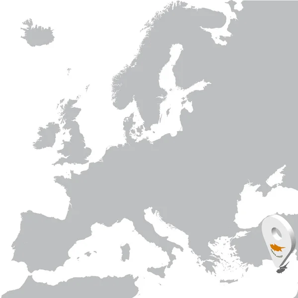 Карта Расположения Кипра Карте Европа Кипр Флаг Карта Маркера Местоположение — стоковый вектор