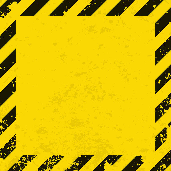 Black Stripped square on yellow background. Blank Warning Sign. Warning Background. Template square. Vector illustration EPS10.
