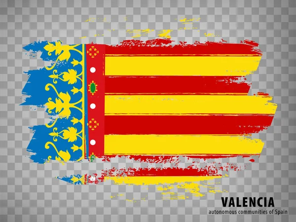 Flag Valencian Community Brush Strokes Flag Valencian Community Transparent Background — Stock Vector