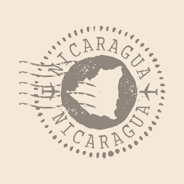Timbre Postal Nicaragua Carte Silhouette Caoutchouc Seal Design Retro Travel — Image vectorielle