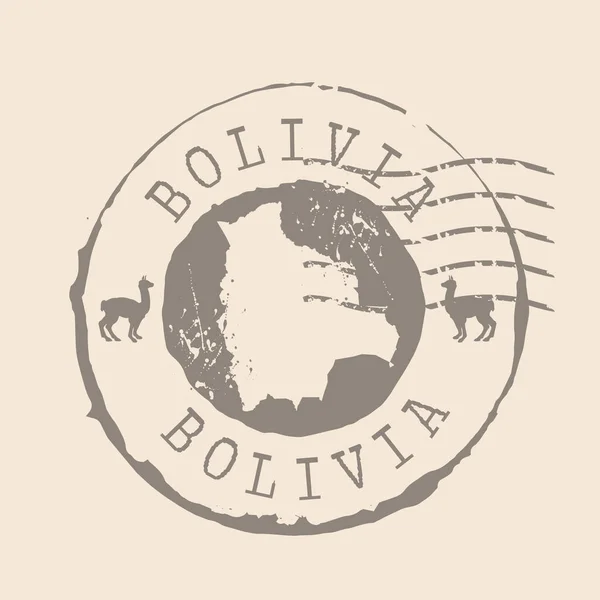 Francobollo Postale Della Bolivia Mappa Guarnizione Gomma Silhouette Design Retro — Vettoriale Stock