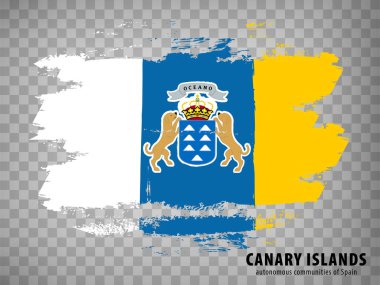Kanarya Adaları bayrağı fırça darbeleri. Web sitesi tasarımı, uygulaması, UI için saydam arkaplan üzerinde Flag Canary Adaları. İspanya Krallığı. Hisse senedi. EPS10.