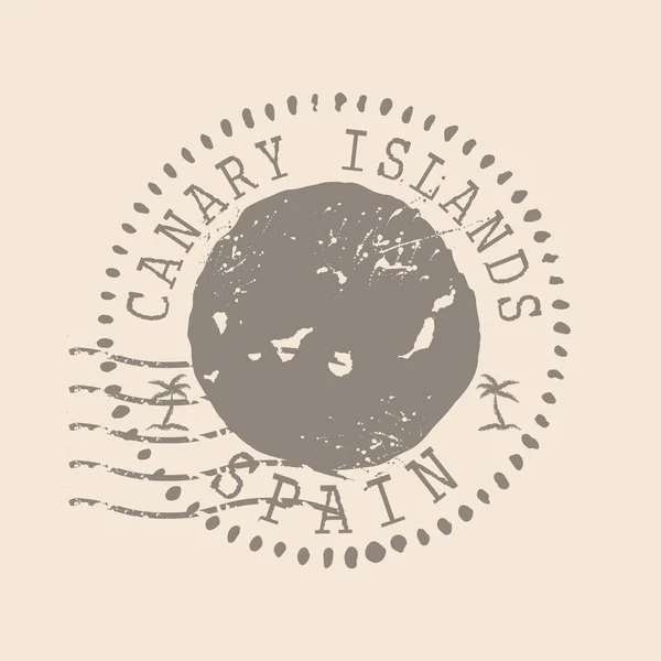 Timbre Postal Des Îles Canaries Carte Silhouette Caoutchouc Seal Design — Image vectorielle