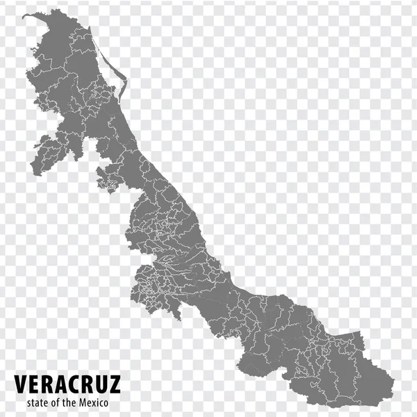 Stato Veracruz Del Messico Mappa Sfondo Trasparente Mappa Vuota Veracruz — Vettoriale Stock