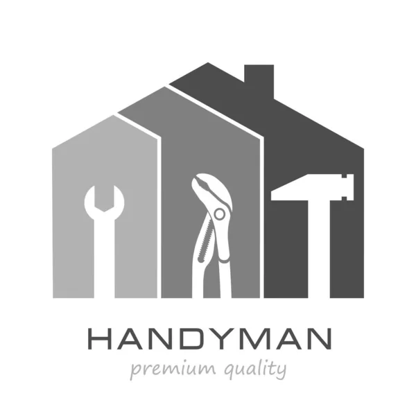 Handyman Service Logo Mall Design Grått Vektorgrafik För Fixering Vvs — Stock vektor