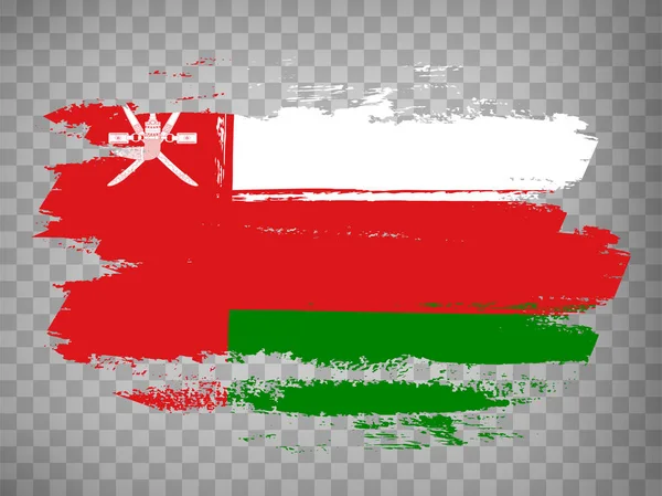 Flagge Des Oman Pinselstrich Hintergrund Flagge Von Oman Auf Transparentem — Stockvektor