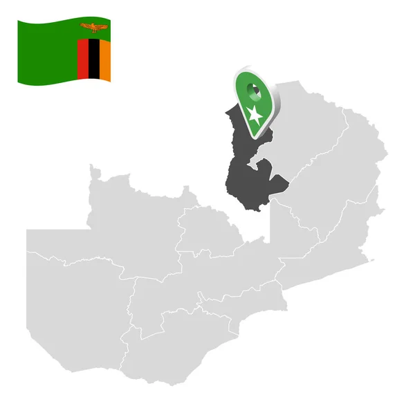 Localização Luapula Província Mapa Zâmbia Sinal Localização Semelhante Bandeira Província — Vetor de Stock