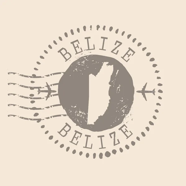 Timbre Postal Belize Carte Silhouette Caoutchouc Seal Design Retro Travel — Image vectorielle