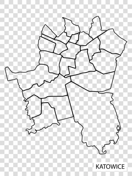 Harta Înaltă Calitate Katowice Este Oraș Polonia Granițe Ale Regiunilor — Vector de stoc