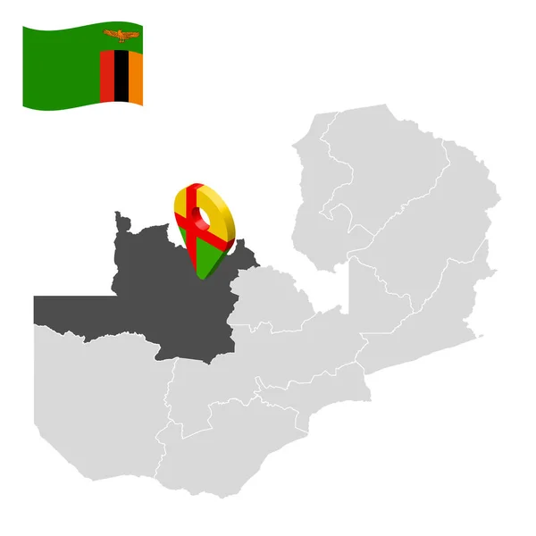 Localização Província Noroeste Mapa Zâmbia Sinal Localização Semelhante Bandeira Província — Vetor de Stock