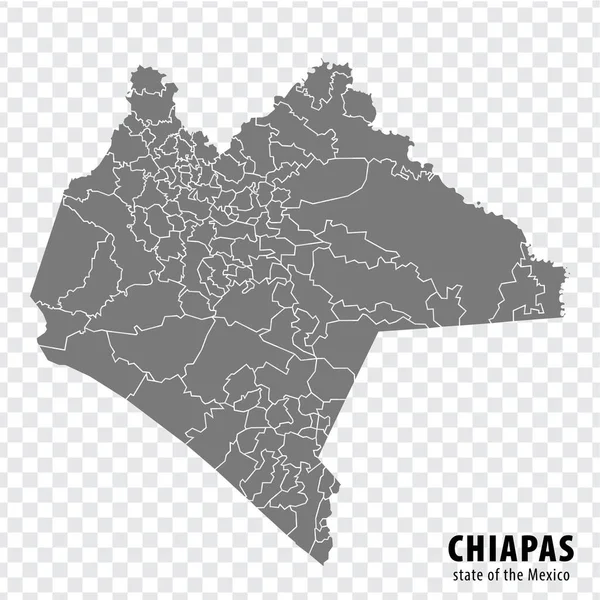 Mexikói Chiapas Állam Térképe Átlátható Háttérrel Blank Map Chiapas Regions — Stock Vector