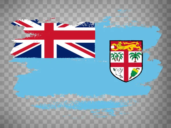 Флаг Фиджи Мазок Кисти Фона Ffp Republic Fiji Прозрачном Backrgound — стоковый вектор