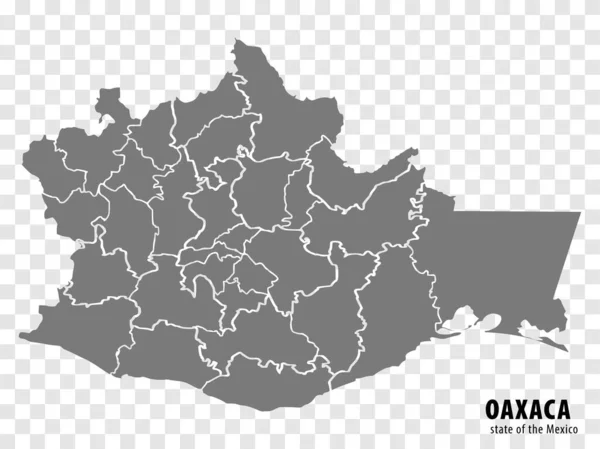 Stan Oaxaca Meksyk Mapa Przejrzystym Tle Pusta Mapa Oaxaca Regionami — Wektor stockowy