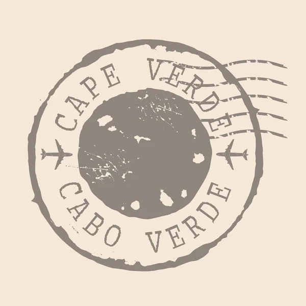 Carimbo Postal Cabo Verde Mapa Silhueta Borracha Selo Design Retro — Vetor de Stock