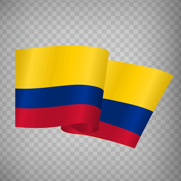 Realistic Waving Flag Colombia Transparent Background National Flag Republic Colombia — Stock Vector