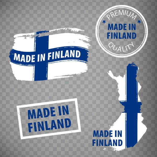 Tillverkad Finland Gummistämplar Ikon Isolerad Transparent Bakgrund Tillverkad Eller Tillverkad — Stock vektor