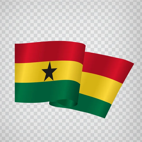 Realistiska Viftande Flagga Ghana Transparent Bakgrund National Flag Ghana För — Stock vektor