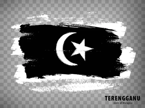 Bandiera Terengganu Pennellate Bandiera Stato Terengganu Della Malesia Con Titolo — Vettoriale Stock