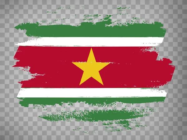 Flagge Von Suriname Pinselstrich Hintergrund Flagge Von Suriname Auf Transparentem — Stockvektor