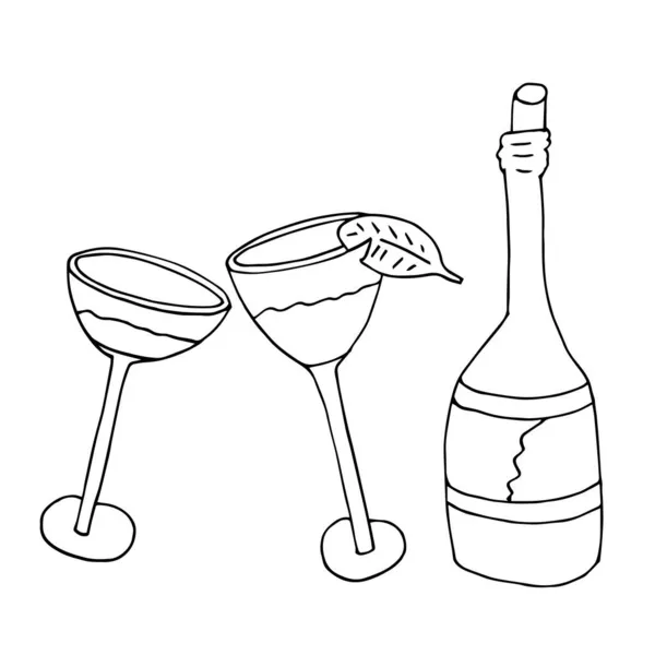 Epicerie vectorielle et champagne. — Image vectorielle