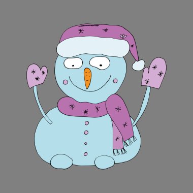 Pembe şapkalı ve atkılı kardan adam..