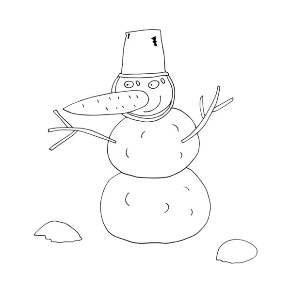 Contour vectoriel d'un bonhomme de neige — Image vectorielle