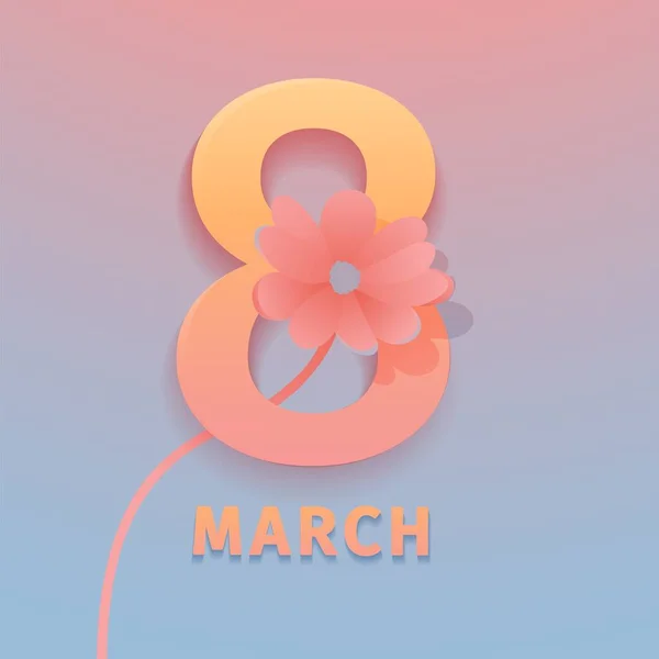 Banner for the International Womens Day. Flyer for March 8 with the decor of flowers. Invitations with the number 8 in the modern style with a pattern of spring plants, leaves and flowers. Vector — Διανυσματικό Αρχείο