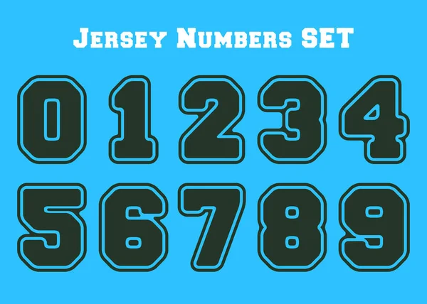Set di numeri del college, mazzo di numeri sportivi del Jersey. Illustrazione vettoriale — Vettoriale Stock