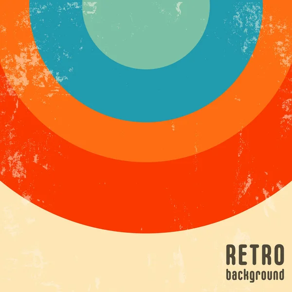 Eski grunge desenli ve renkli yuvarlak çizgili Retro tasarım arka planı. Vektör illüstrasyonu — Stok Vektör