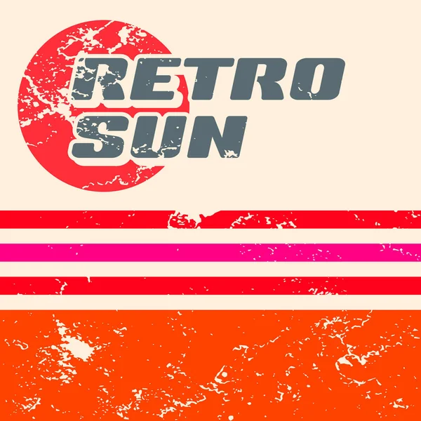 Retro Sun Mit Grunge Textur Hintergrund Vintage Design Einfach Editierbar — Stockvektor