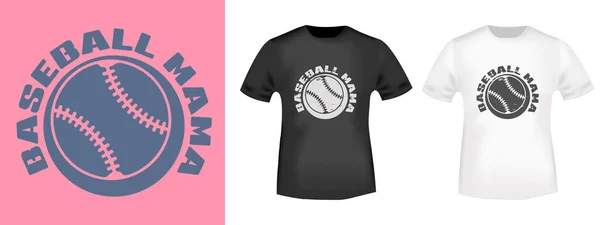 Baseball Mama Typography Design Shirt Stamp Tee Print Applique Badge —  Vetores de Stock