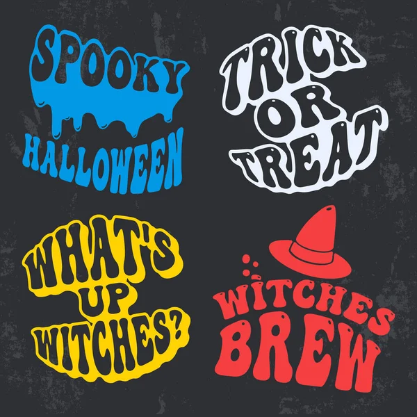 Halloween Typography Set Shirt Stamp Tee Print Applique Badge Label — 图库矢量图片