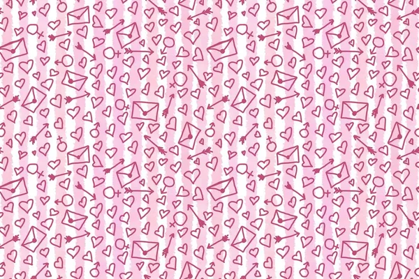 Декоративные Узоры Печати Тему Дня Святого Валентина Розовые Простые Иллюстрации — стоковое фото