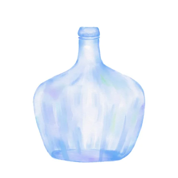 Ilustración Acuarela Una Botella Decorativa Color Azul — Foto de Stock