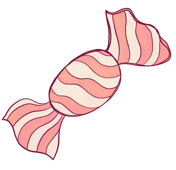 Candy Doodle Illustration Orange Beige Stripes — Stock Photo, Image