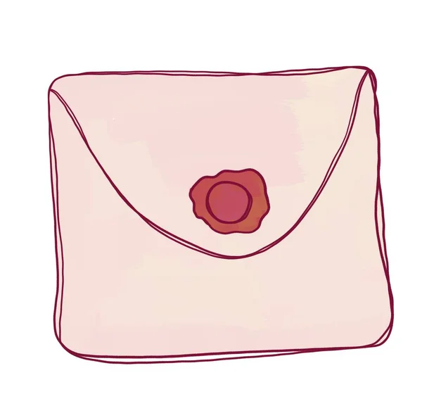 Eenvoudige Illustratie Enveloppe Brief Met Zegel Geïsoleerde Decoratieve Elementen Een — Stockfoto