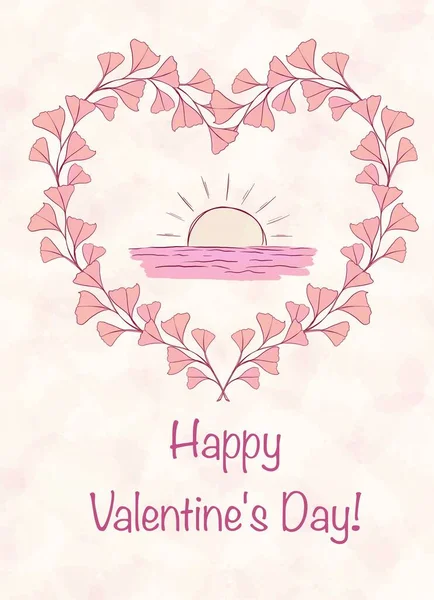 Layout Valentine Day Greeting Card Beige Sunset Background — 图库照片