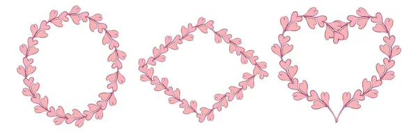 Oval Frames Diamond Heart Pink Hearts Isolated White Background — Stock Fotó