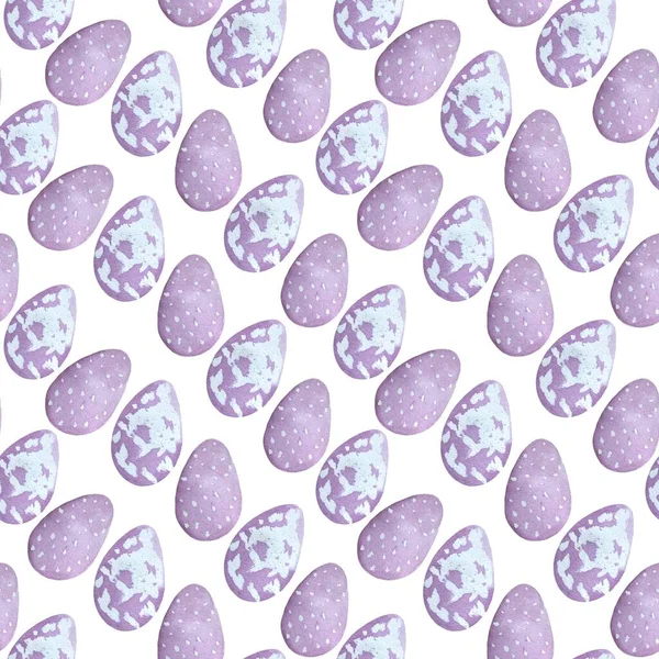 Modello Pasquale Illustrazioni Acquerello Uova Pasqua Viola Con Decorazioni Sfondo — Foto Stock