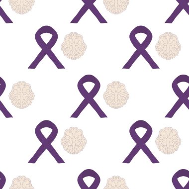 Bunama Günü, basit mor kurdele ve beyin sembollerinden oluşan bir desen.