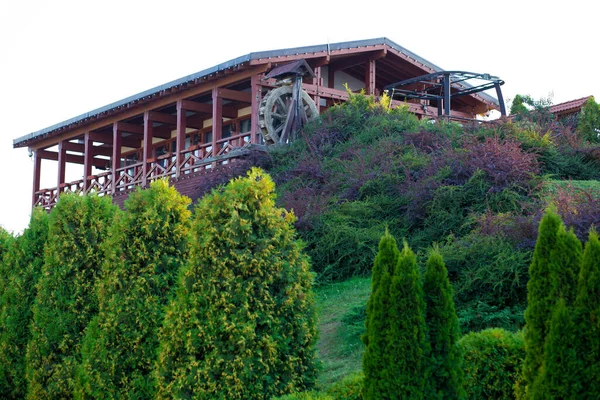 Wooden Restaurant Water Mill Mountain — Stock Photo, Image