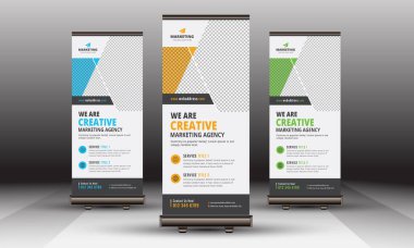 Şirket İşletmeleri Mavili, Sarı ve Yeşil Renkli Sancak Şablonu Tasarımı