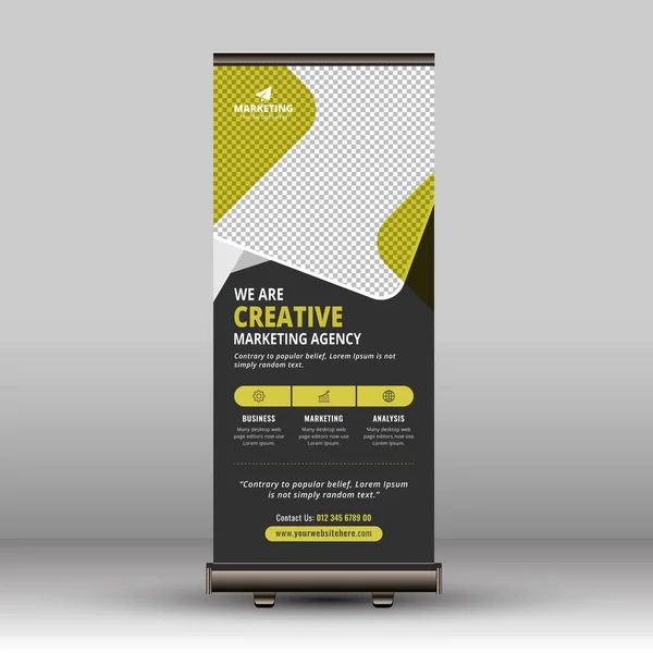 Profesyonel Kurumsal İş Siyah ve Yeşil Renkli Bayrak, Stand X-Banner Standee Şablonu