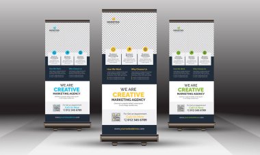 Profesyonel Kurumsal Sancağı Yuvarla Standee Şablonu, Modern Business X Sancak Tasarımı