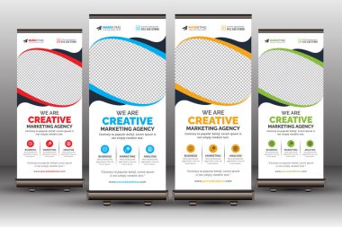 Creative Corporate Roll Banner Şablonu, Modern X Banner Ofis ve Ticari Kullanım İçin Eşsiz Tasarım