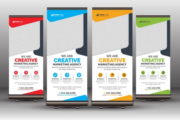 Soyut İş Yuvarlan Pankart İmza Şablonu Tasarımı