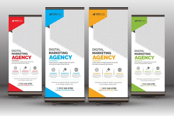 Moderno Negocio Roll Banner Para Publicidad — Archivo Imágenes Vectoriales