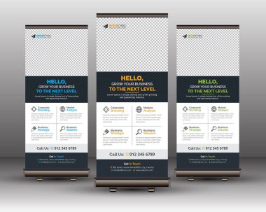 Professional Unique Corporate Roll Banner Şablonu ve Yaratıcı Kavram