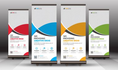 Business Corporate Roll Banner Standee Şablonu Ofis, Şirket ve Çok Amaçlı Kullanım Yaratıcı Şekiller ve Fikirler İçin Eşsiz Tasarım